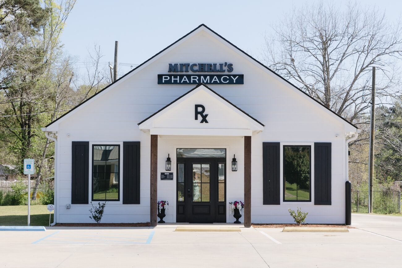 Exterior of Mitchell's Pharmacy in Chatham, Louisiana